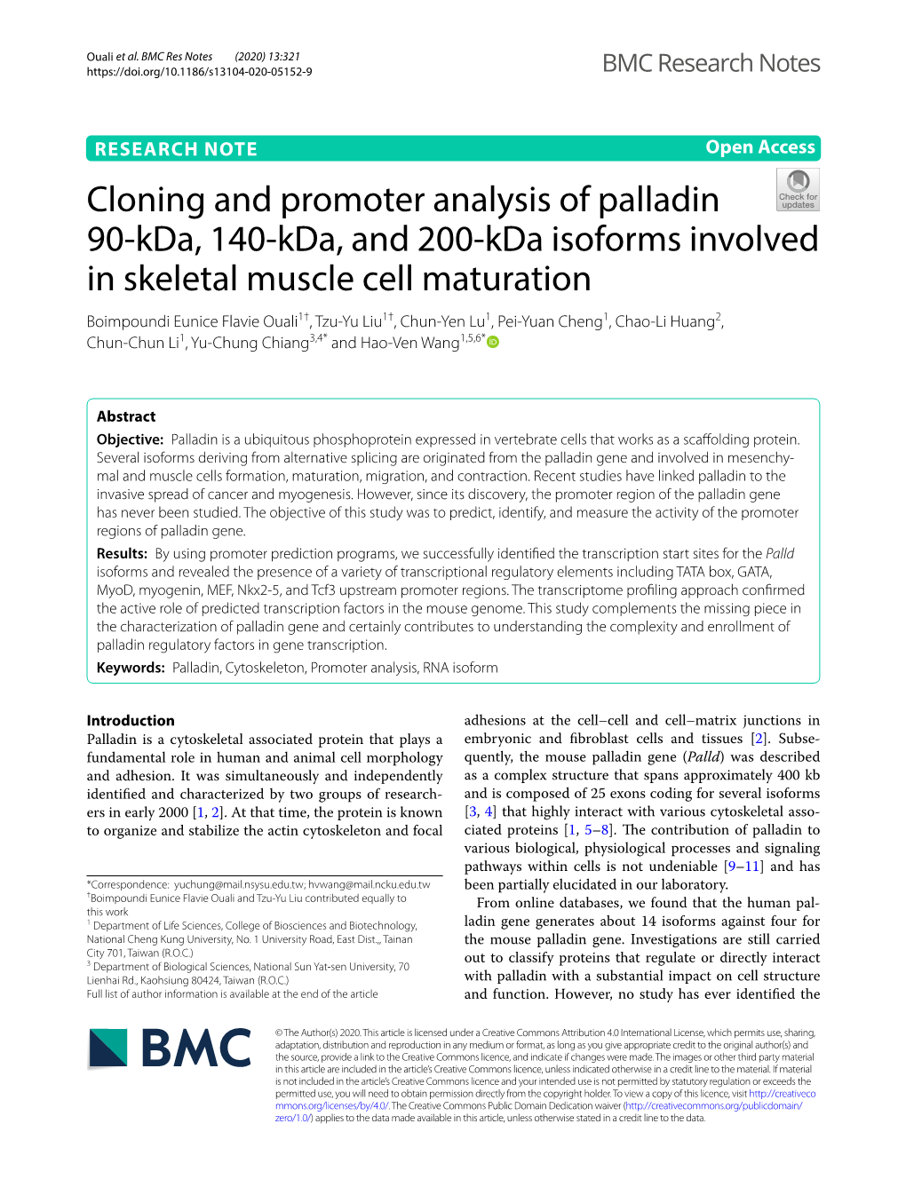 Cloning and Promoter Analysis of Palladin 90-Kda, 140-Kda, and 200