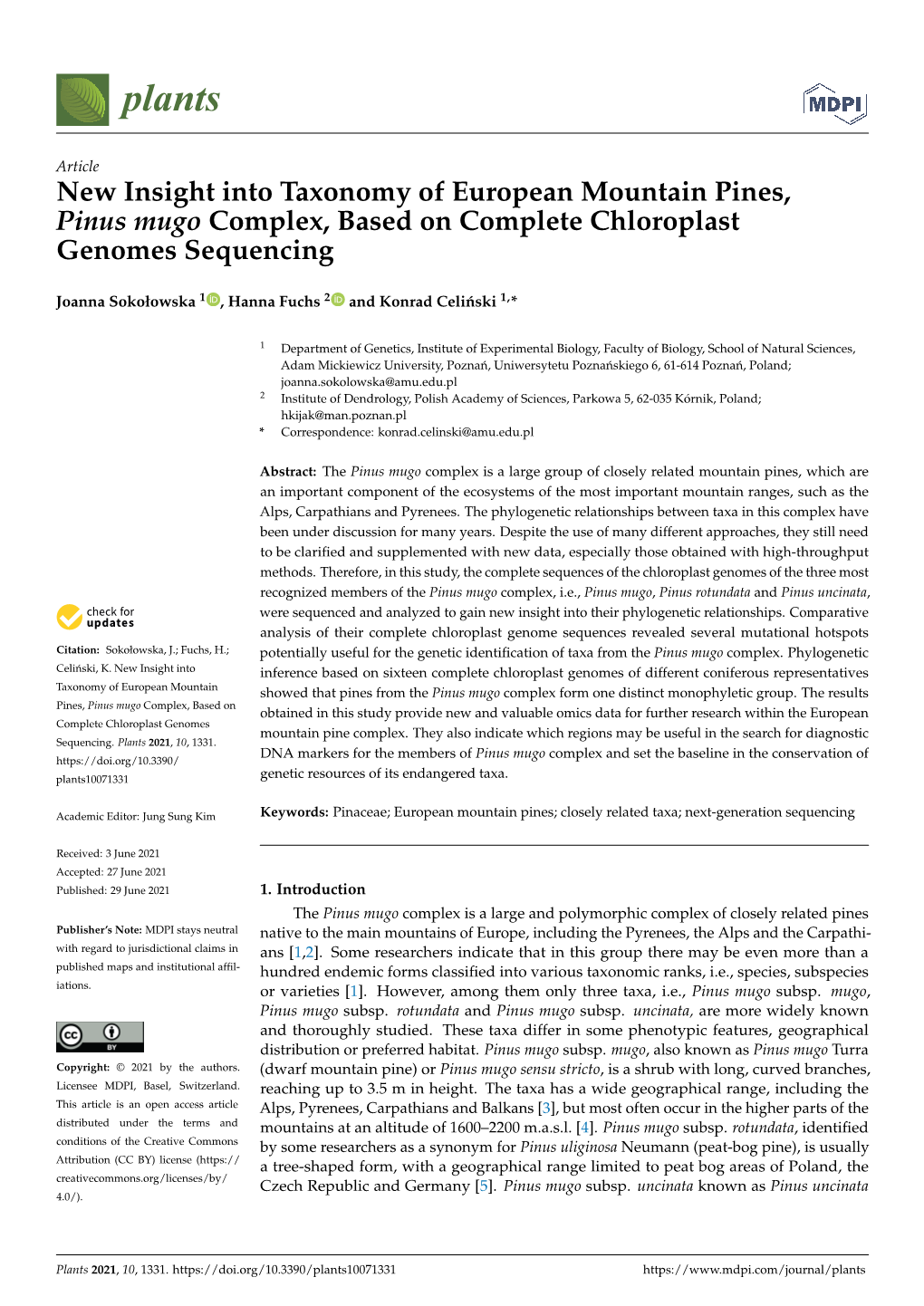 New Insight Into Taxonomy of European Mountain Pines,Pinus