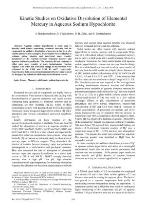 Kinetic Studies on Oxidative Dissolution of Elemental Mercury in Aqueous Sodium Hypochlorite