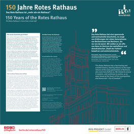 150 Jahre Rotes Rathaus / 150Years of the Rotes Rathaus