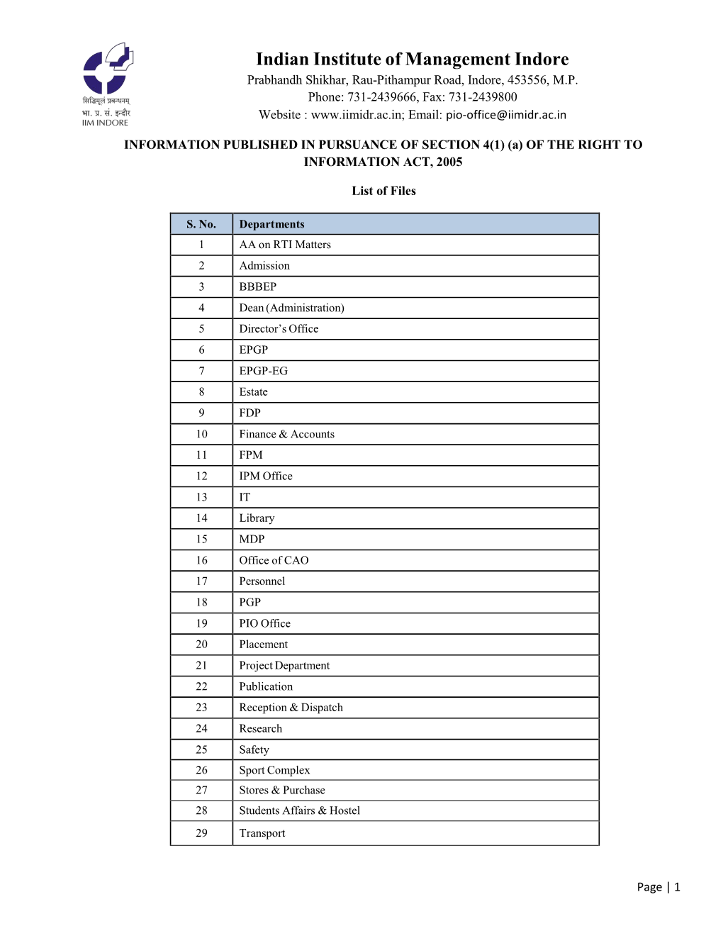 Indian Institute of Management Indore Prabhandh Shikhar, Rau-Pithampur Road, Indore, 453556, M.P