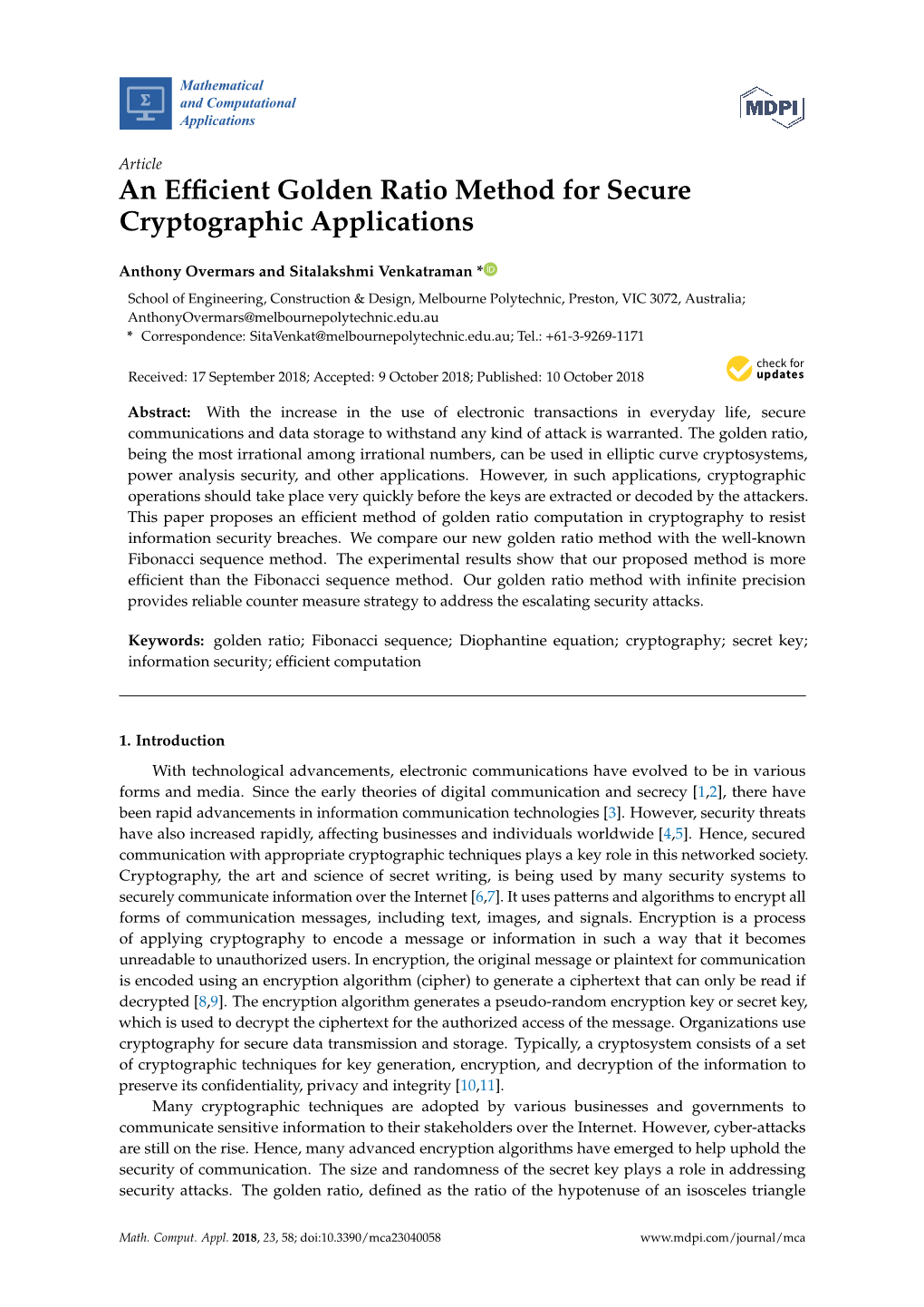 An Efficient Golden Ratio Method for Secure Cryptographic Applications