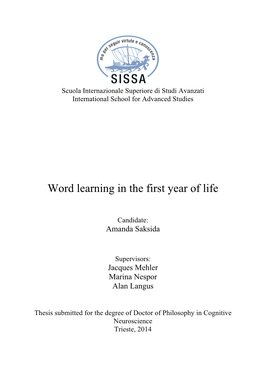 Word Learning in the First Year of Life