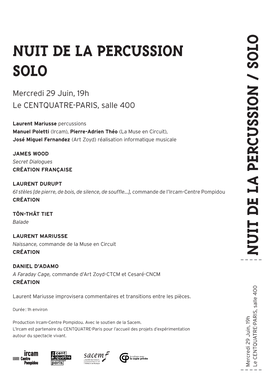 Nuit De La Percussion Solo N U It De La Percu Ssion / Solo