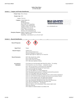 Safety Data Sheet 29 CFR 1910.1200