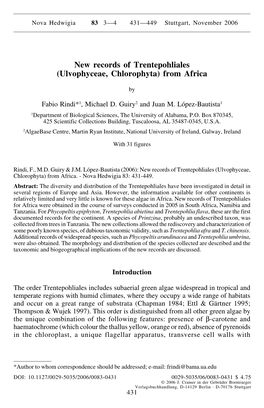 New Records of Trentepohliales (Ulvophyceae, Chlorophyta) from Africa