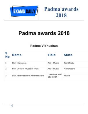 Padma Awards 2018 Padma Awards 2018