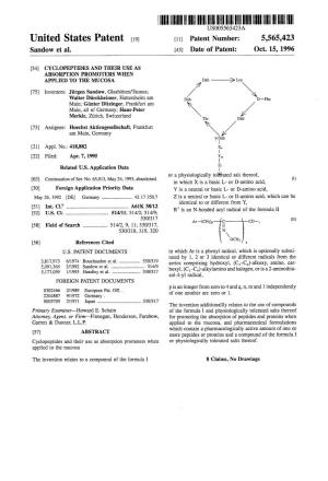||||||III US005565423A United States Patent (19 11 Patent Number: 5,565,423 Sandow Et Al