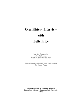 Oral History Interview with Betty Price