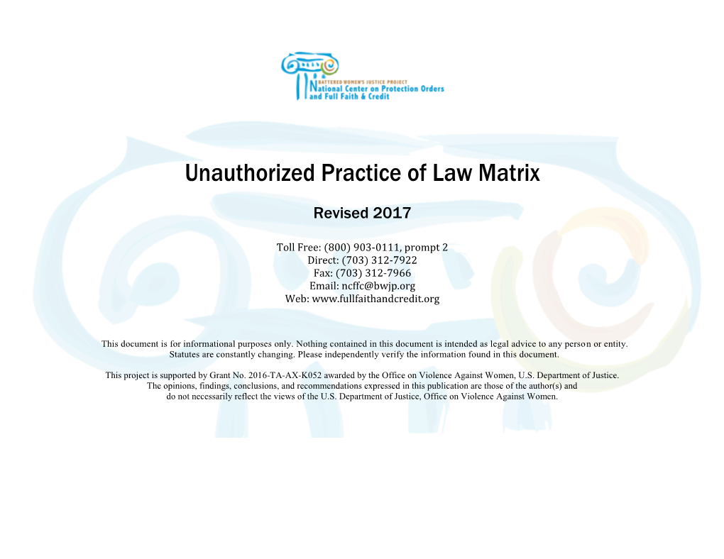 Unauthorized Practice of Law Matrix