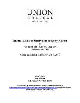 Annual Campus Safety and Security Report & Annual Fire Safety Report Published Fall 2017