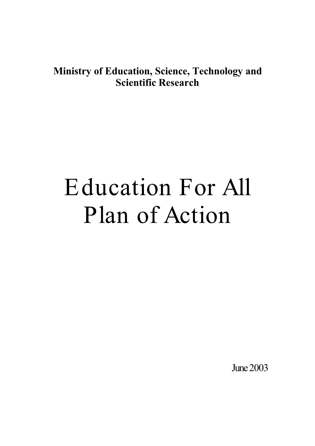 Education for All Plan of Action