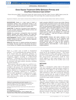 Does Sepsis Treatment Differ Between Primary and Overflow Intensive Care