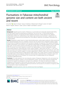 Fluctuations in Fabaceae Mitochondrial Genome Size and Content Are Both Ancient and Recent In-Su Choi1* , Erika N