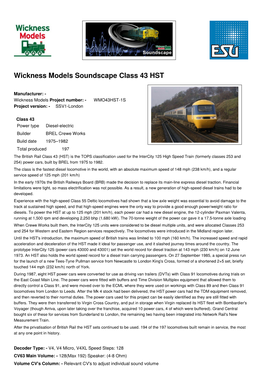 Wickness Models Soundscape Class 43 HST