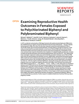 Examining Reproductive Health Outcomes in Females Exposed to Polychlorinated Biphenyl and Polybrominated Biphenyl Michael F