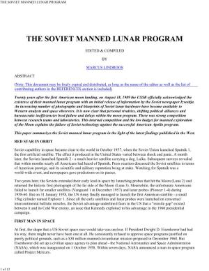 The Soviet Manned Lunar Program