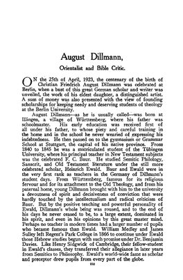 August Dillmann, Orientalist and Bible Critic