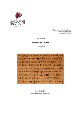 AHPG899 Advanced Coptic