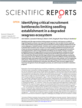 Identifying Critical Recruitment Bottlenecks Limiting Seedling