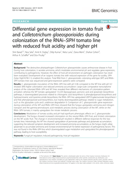 Differential Gene Expression in Tomato Fruit and Colletotrichum