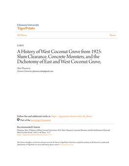 A History of West Coconut Grove from 1925