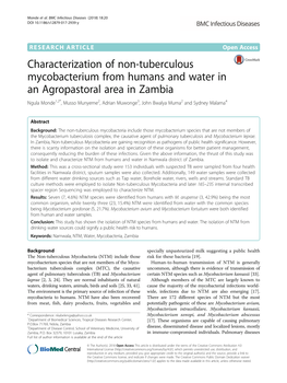 Characterization of Non-Tuberculous Mycobacterium from Humans And