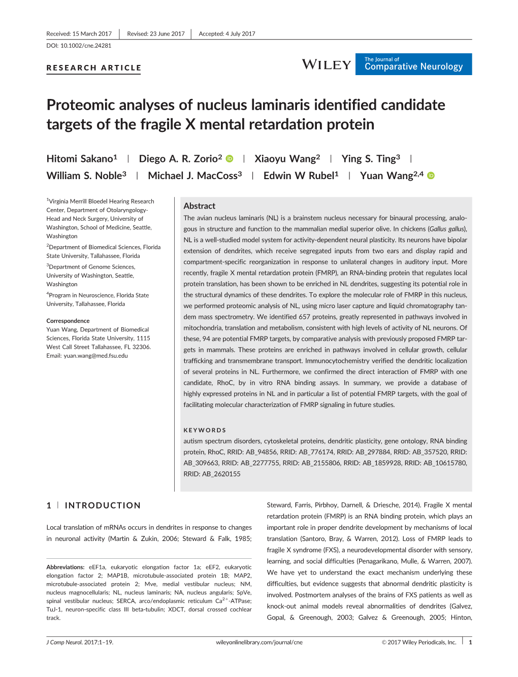 Sakano Wang 2017 Proteomic Analyses of Nucleus Lam.Pdf
