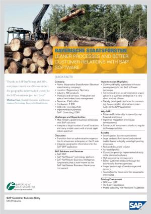 Bayerische Staatsforsten Leaner Processes and Better Customer Relations with Sap® Software