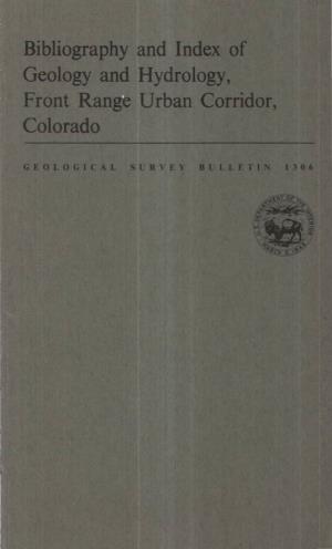 Geology and Hydrology, Front Range Urban Corridor, Colorado