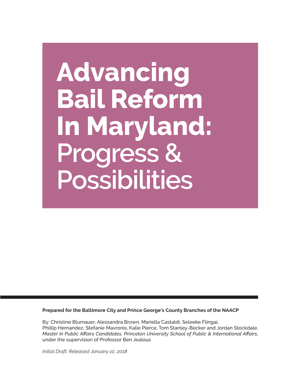 Advancing Bail Reform in Maryland: Progress & Possibilities