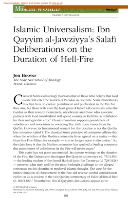 Ibn Qayyim Al-Jawziyya's Salafī Deliberations on The