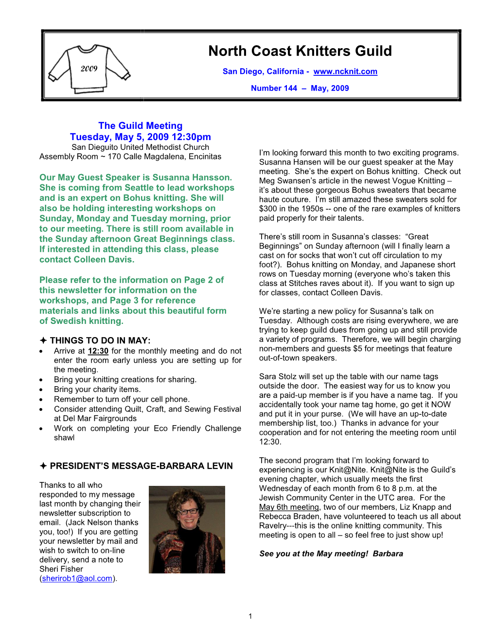 2009 5 May SDNCKG Newsletter