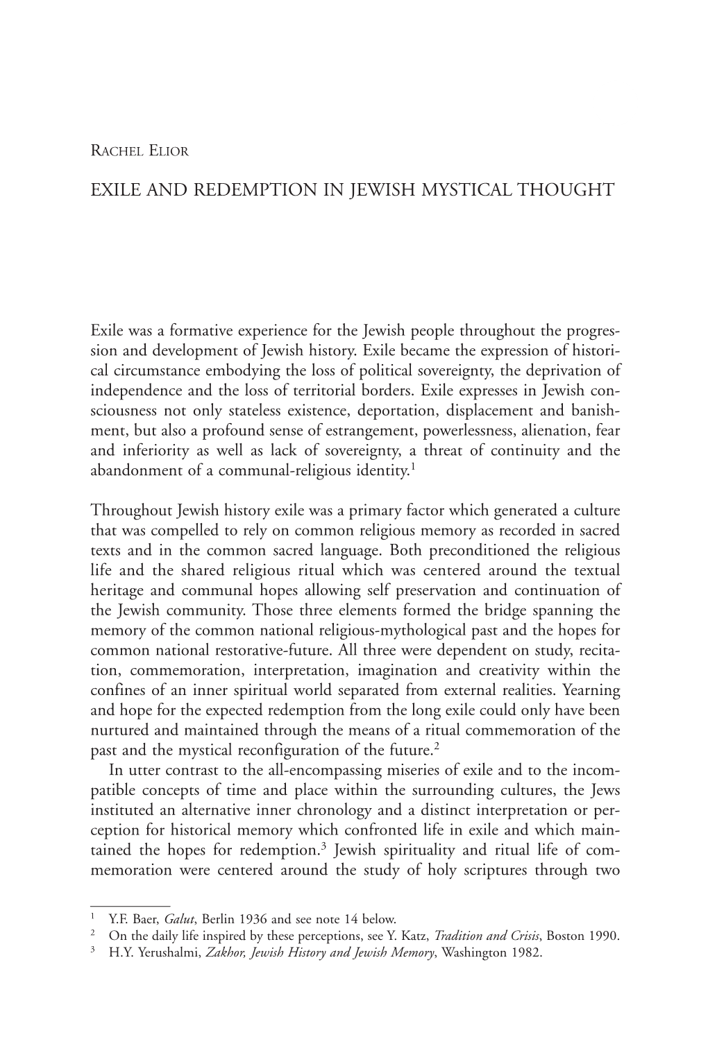 Exile and Redemption in Jewish Mystical Thought