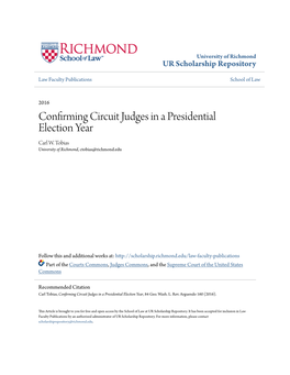 Confirming Circuit Judges in a Presidential Election Year Carl W