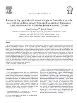 Reconstructing Hydro-Climatic Events and Glacier Fluctuations Over The