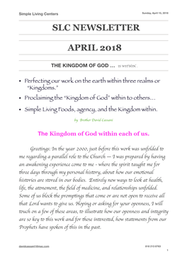 April Newsletter 2918