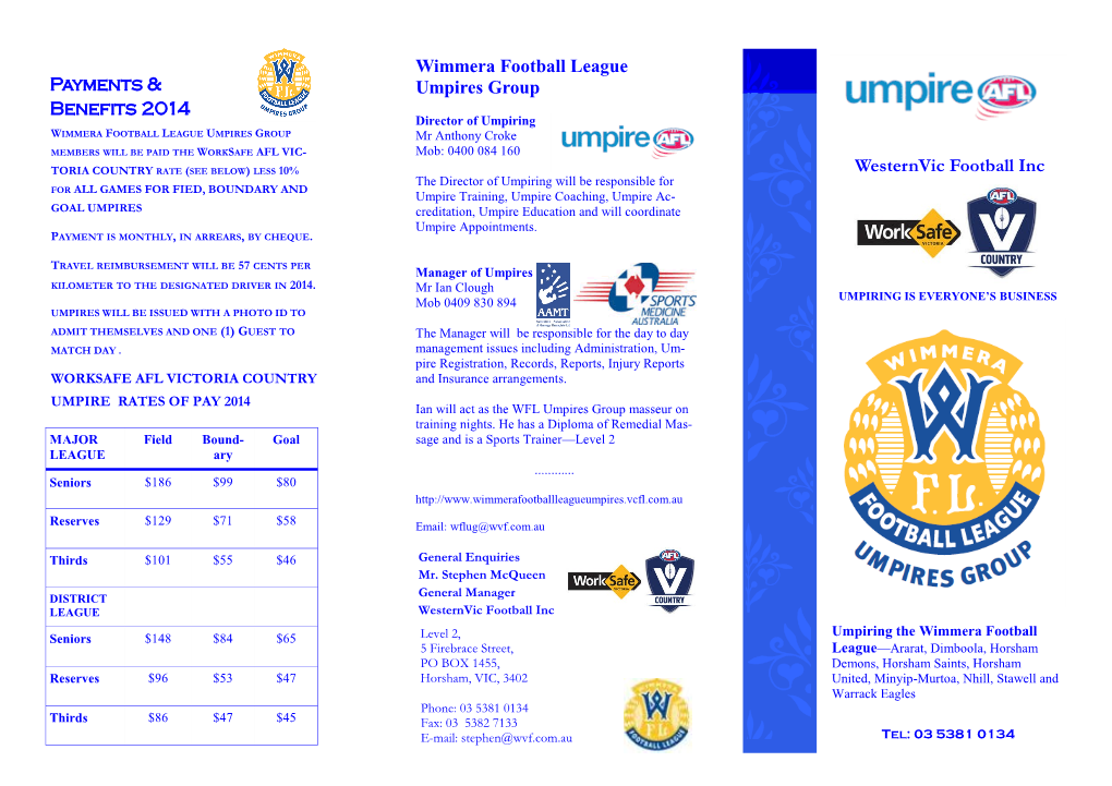 Westernvic Football Inc Wimmera Football League Umpires Group