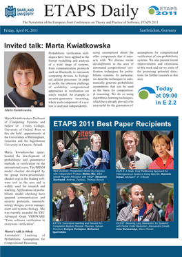 Invited Talk: Marta Kwiatkowska