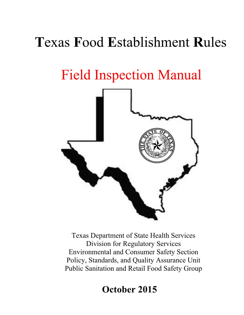 Texas Food Establishment Rules Field Inspection Manual DocsLib