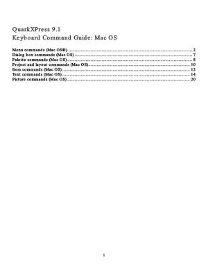 Quarkxpress 9.1 Keyboard Command Guide: Mac OS