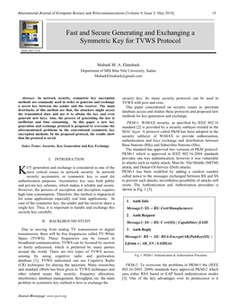 Fast and Secure Generating and Exchanging a Symmetric Key for TVWS Protocol