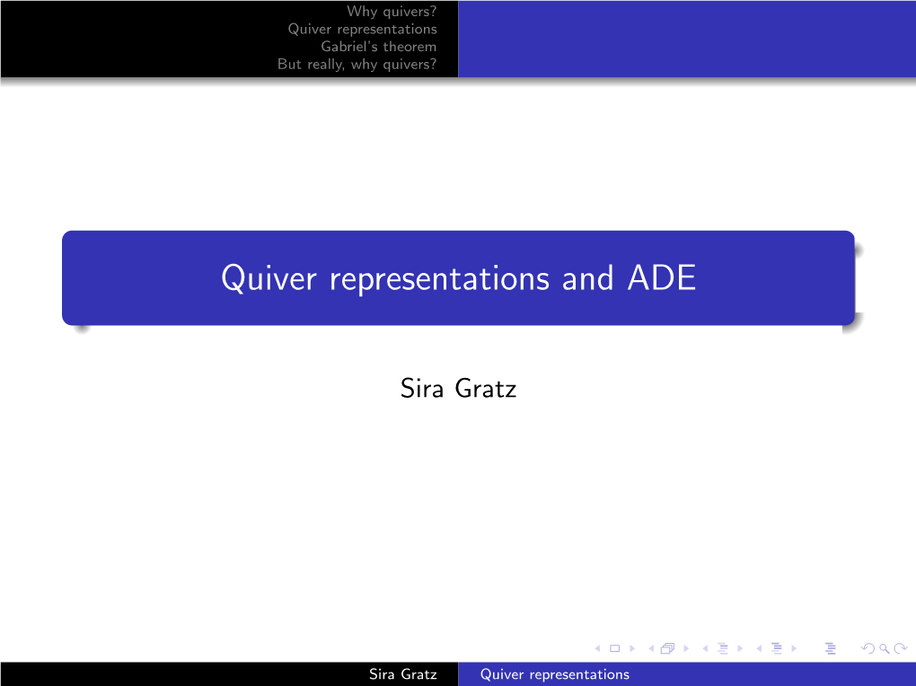 Quiver Representations and ADE