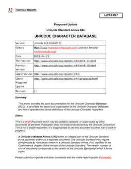 UAX #44: Unicode Character Database