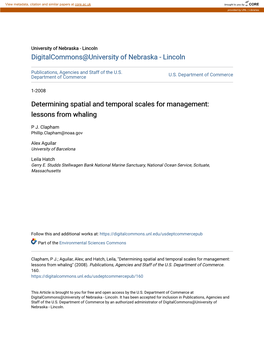 Determining Spatial and Temporal Scales for Management: Lessons from Whaling