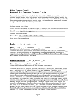 Urban Forestry Council Landmark Tree Evaluation Form and Criteria