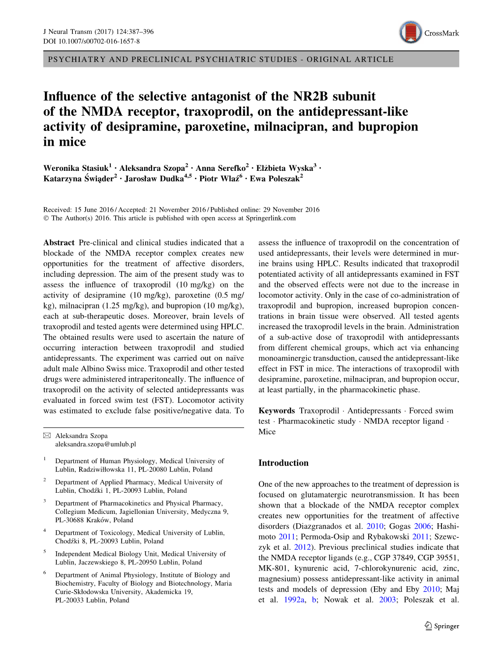 Influence of the Selective Antagonist of the NR2B Subunit of the NMDA