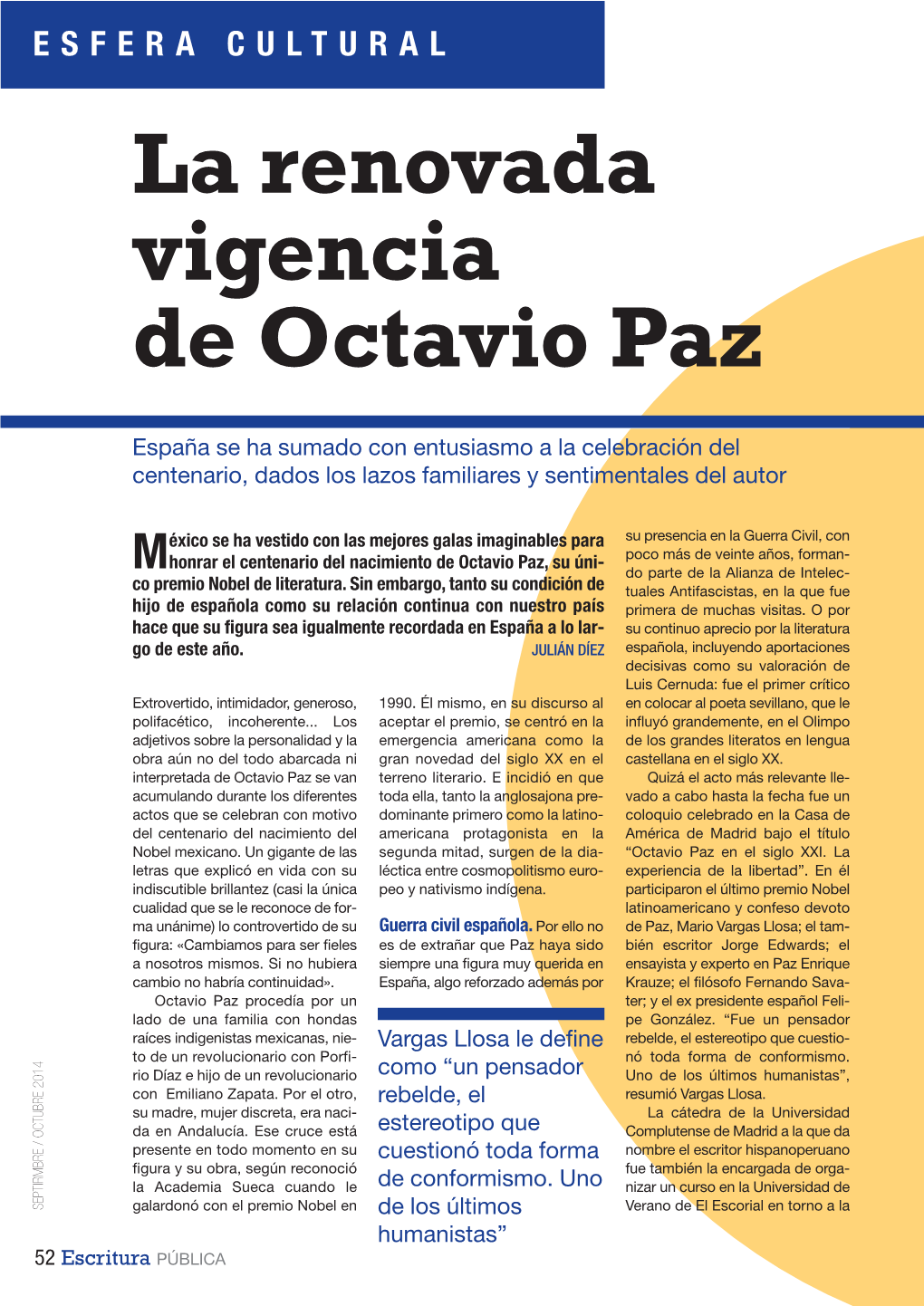 La Renovada Vigencia De Octavio Paz