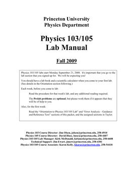 Physics 103/105 Lab Manual