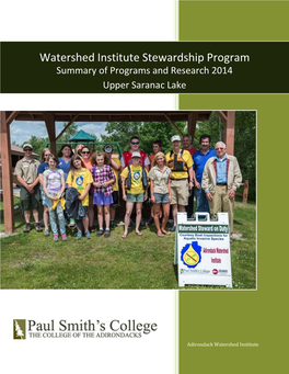 Watershed Institute Stewardship Program Watershed Institute Stewardship Program Summary of Programs and Research 2014